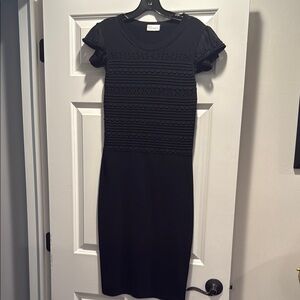 RED Valentino Black Textured Midi Dress